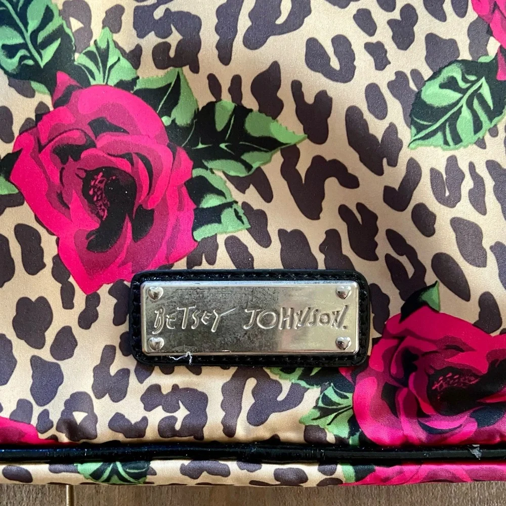Vintage Betsey Johnson IPad, Laptop Padded Leopard and Roses Case Bag ,15” x 13